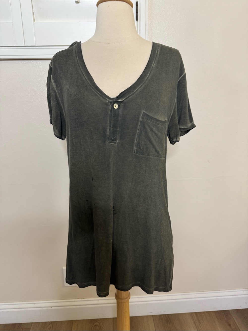 Dear John gray-olive henley-style t-shirt